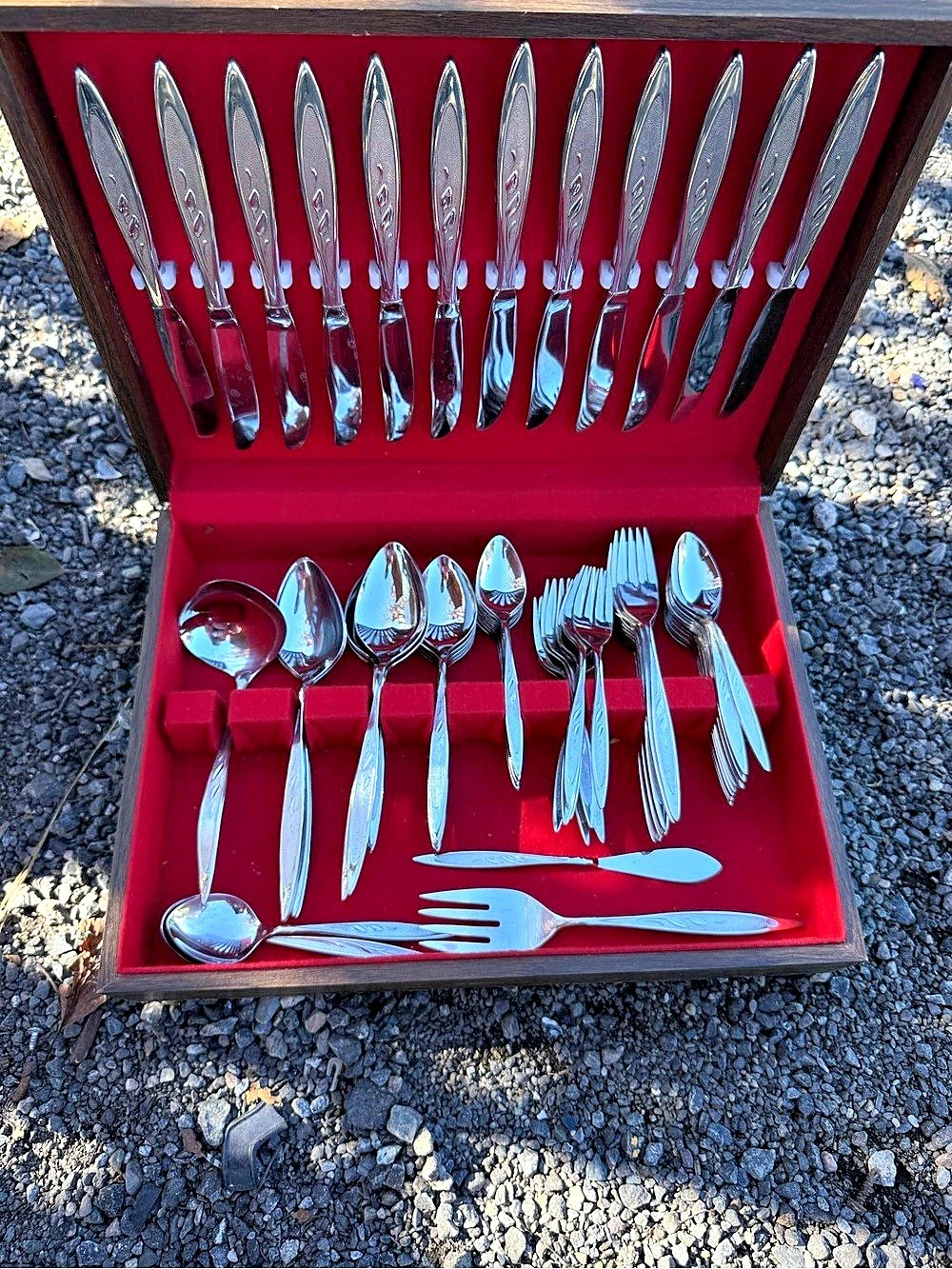 WM A. Rogers Silver Flatware Set with Wooden Case
